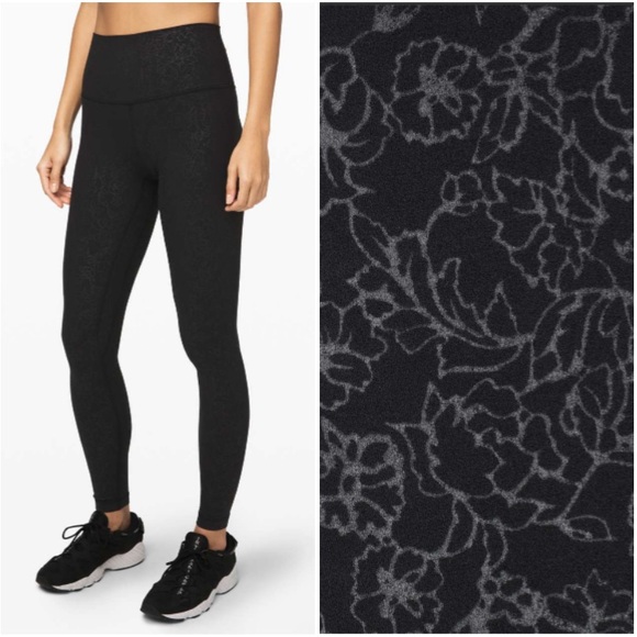 Lululemon Align Pant 28" Folk Floral Emboss Black Size 12 W5BZGS - Picture 1 of 13